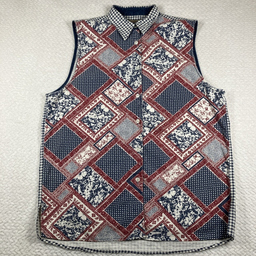Vintage 90's Express Men's Button-Up Tank Top Large Western Grunge Retro Y2K